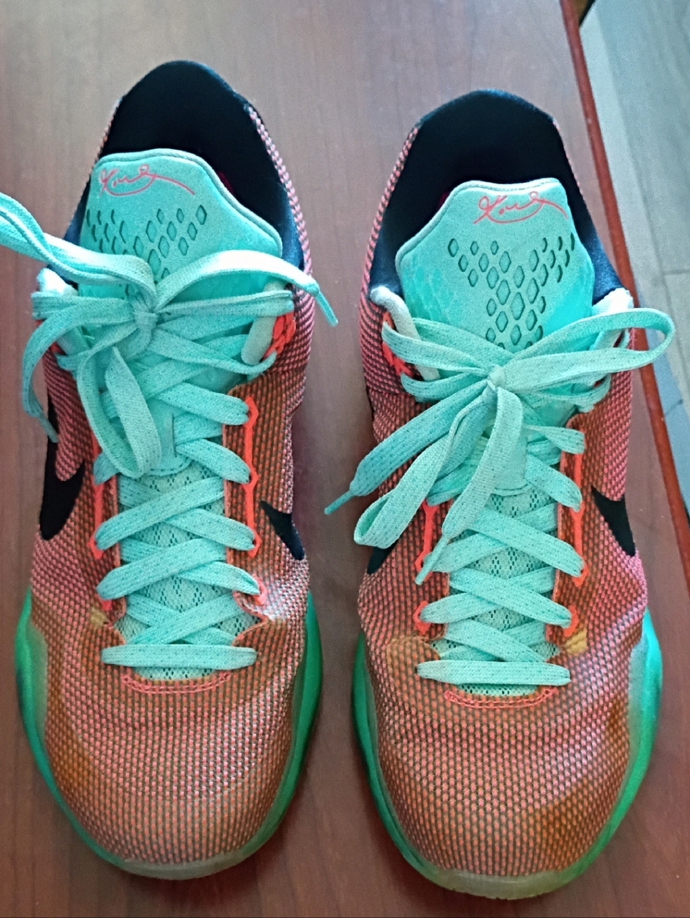 Nike Women's Athletic Sneakers in Coral Orange and Teal